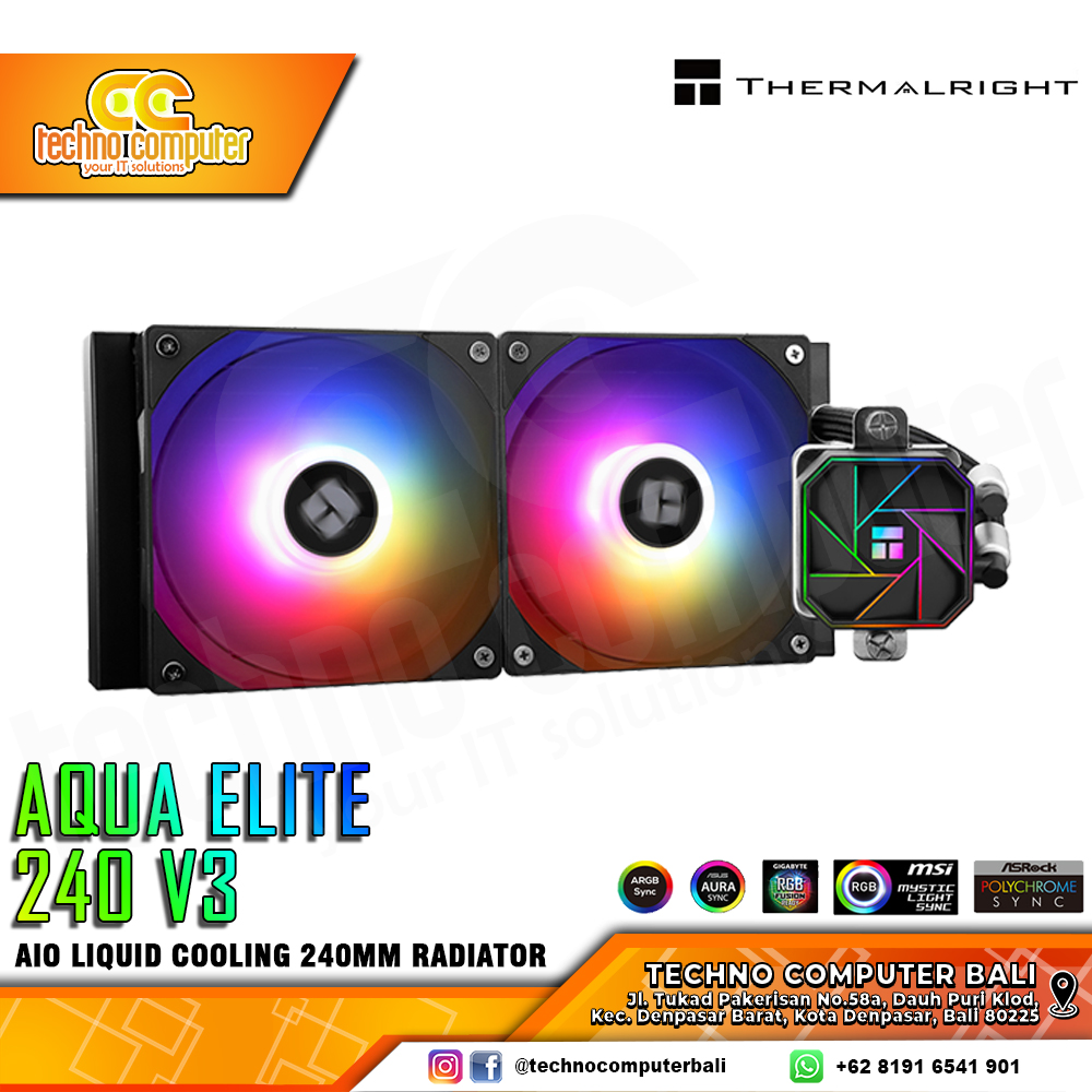 THERMALRIGHT AQUA ELITE 240 ARGB V3 BLACK - CPU Cooler - 240mm AIO Liquid Cooler
