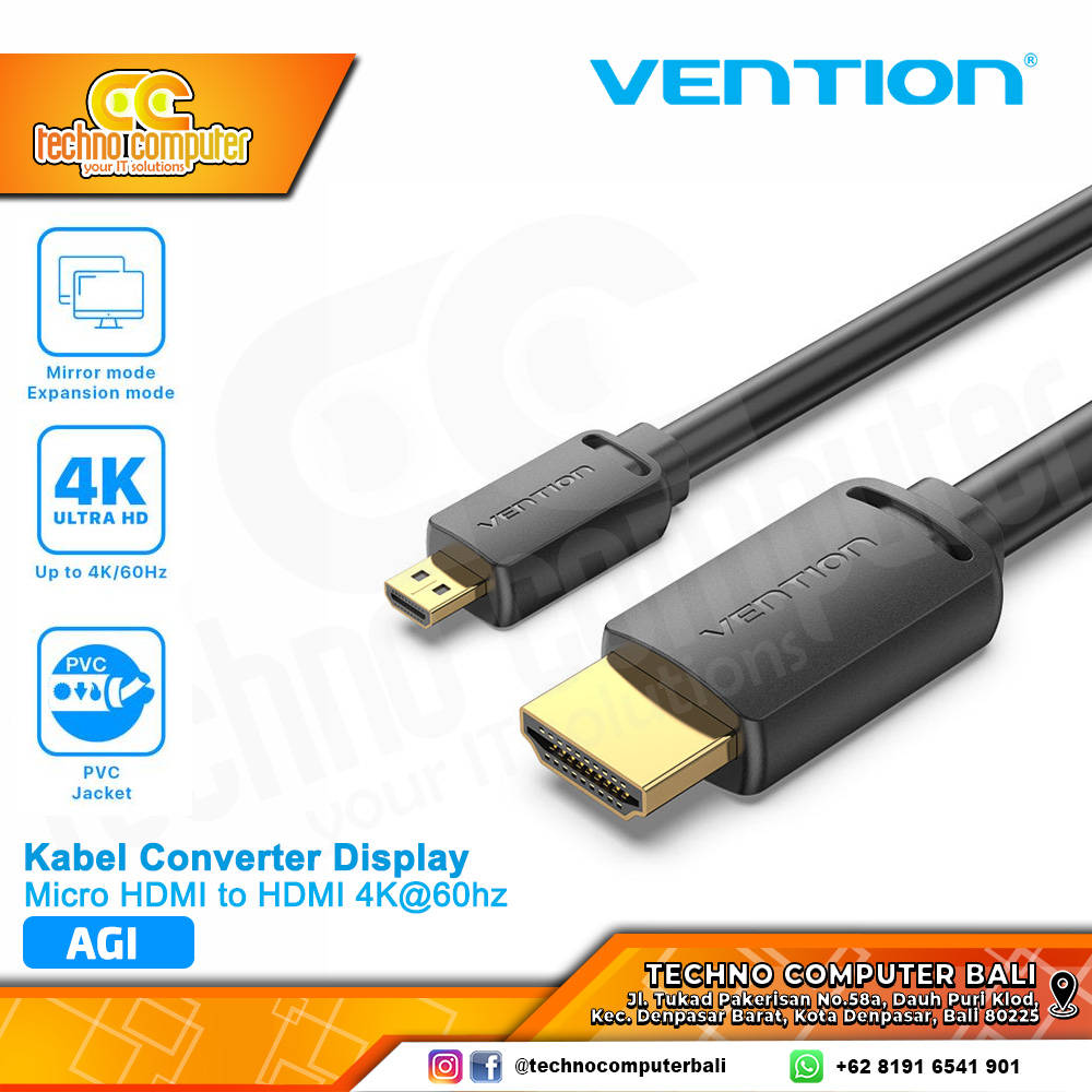 VENTION KABEL CONVERTER DISPLAY Micro HDMI to HDMI 4K@60hz - AGI 1M
