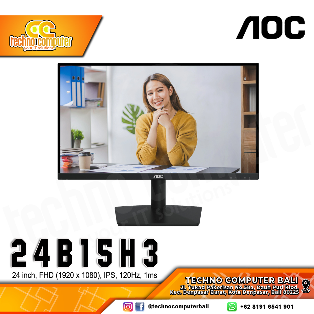 AOC 24B15H3/70 LED Monitor - 24 inch, FHD (1920 x 1080), IPS, 120Hz, 1ms