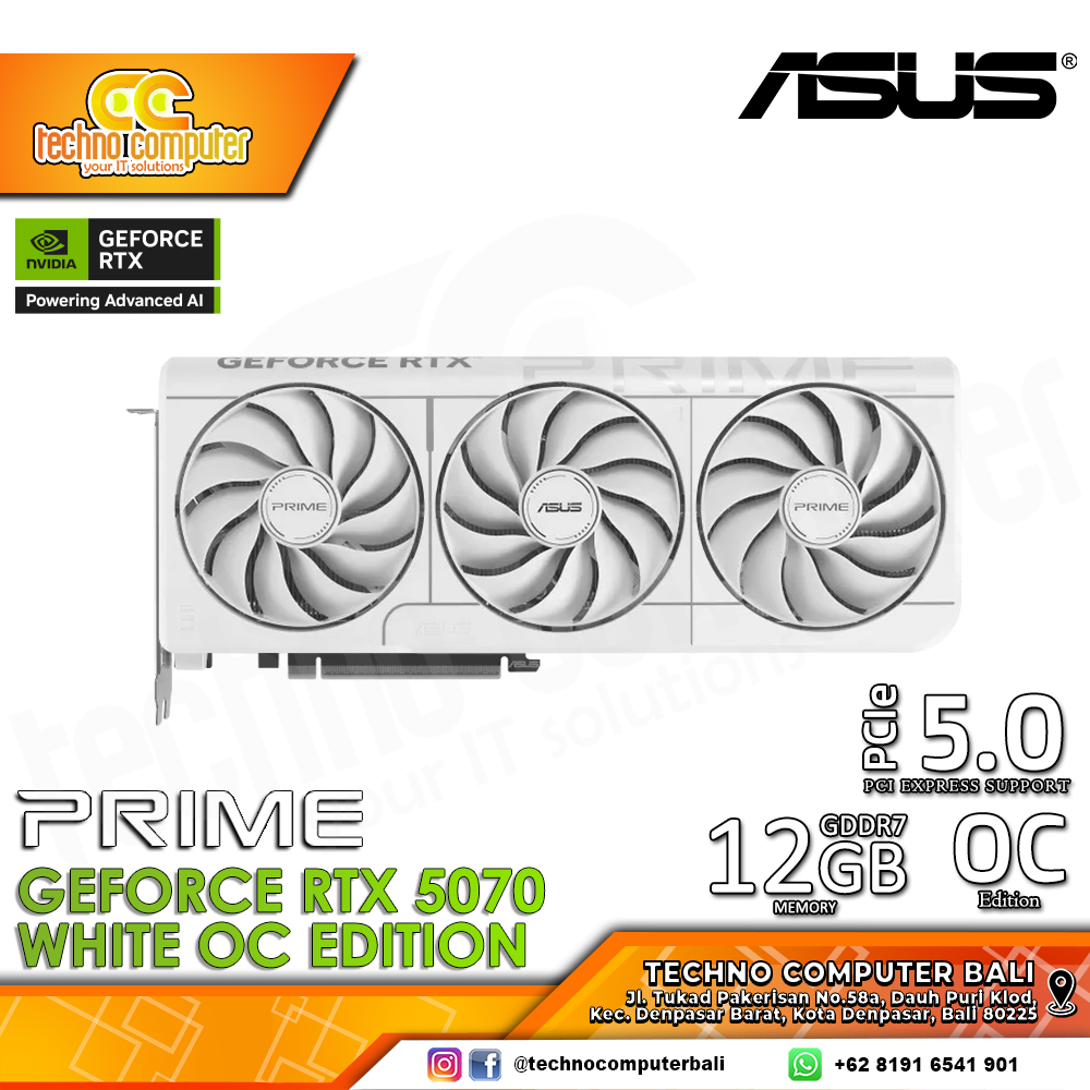 ASUS PRIME NVIDIA GeForce RTX 5070 White OC Edition 12GB GDDR7
