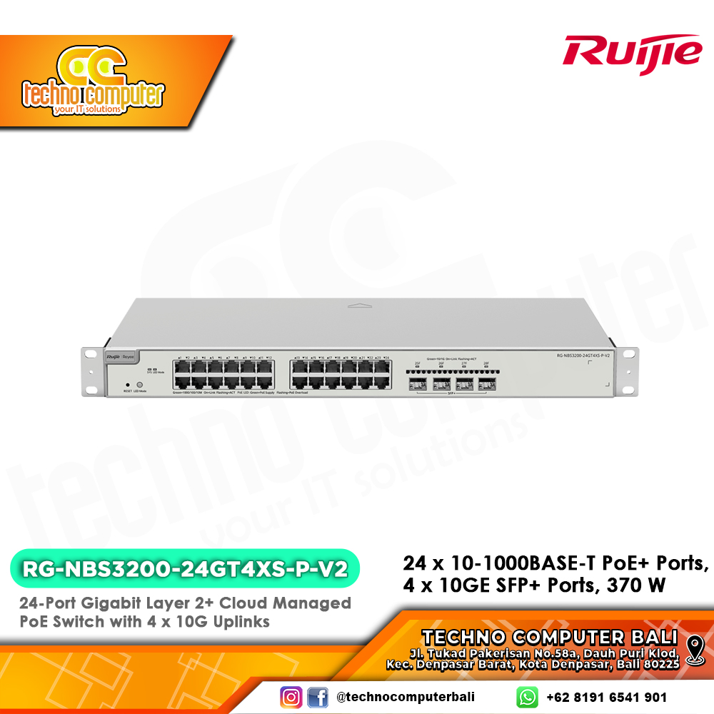 SWITCH POE RUIJIE/REYEE RG-NBS3200-24GT4XS-P-V2 24-Port Gigabit Layer 2+ Cloud Managed Switch